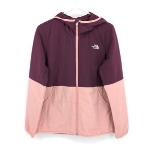 The North Face Jacket Maroon Pink Colorblock Hooded Full Zip Womens Size‎ Medium